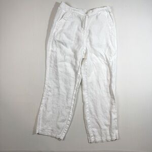 L.L. Bean White Linen Classic Fit Pants Size 10‎ Women’s Summer Minimalist